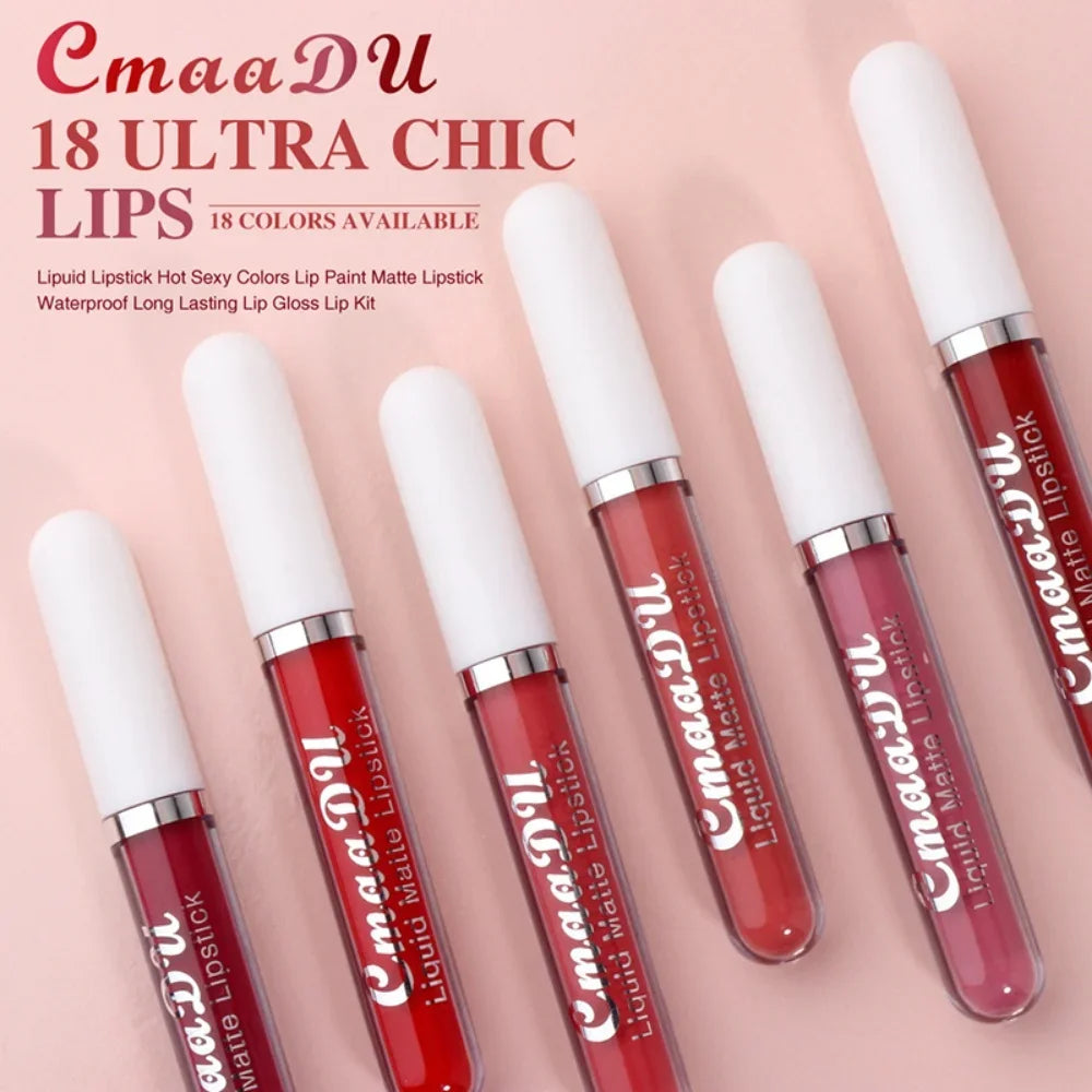 Long-Lasting Velvet Matte Lip Gloss – Liquid Lipstick, Red Lip Makeup for Women, Waterproof, Moisturizing Lip Gloss