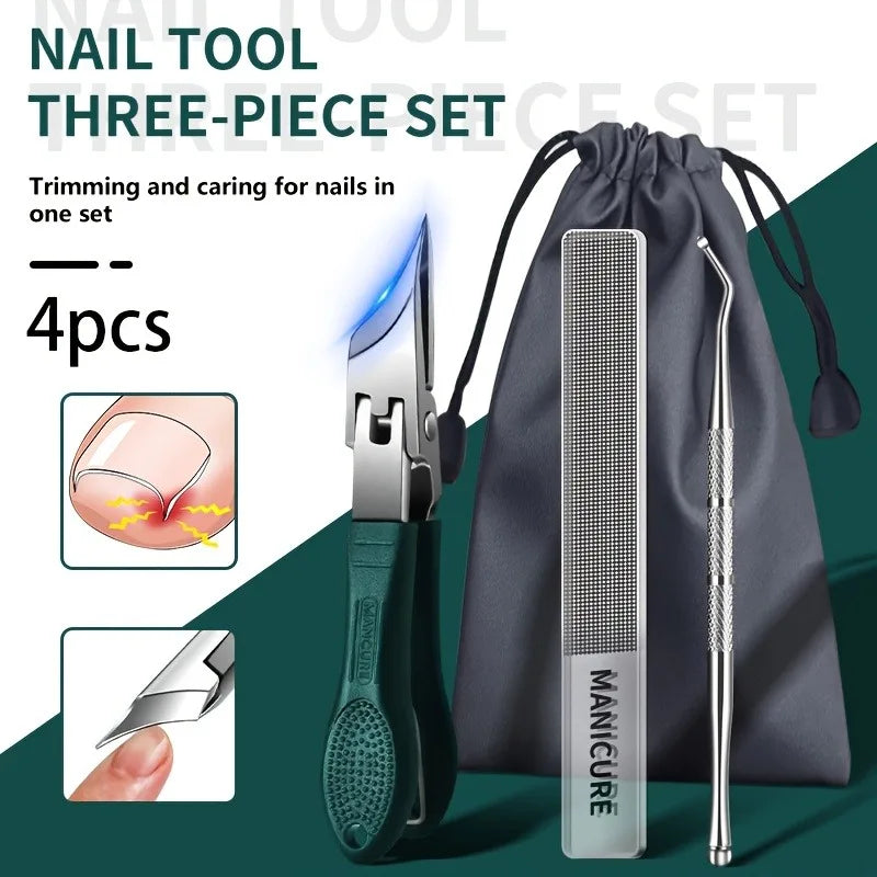 25° Slant Edge Nail Clipper Set Anti-Splash Eagle Beak Oblique Toe Nail Trimmers for Ingrown Toenail Professional Manicure Tools