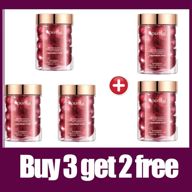 Rose Essential Oil Capsules Supple Dry Hair Keratin Plant Complex Oil Dry Damaged Hair Repair Female Hair Care Products