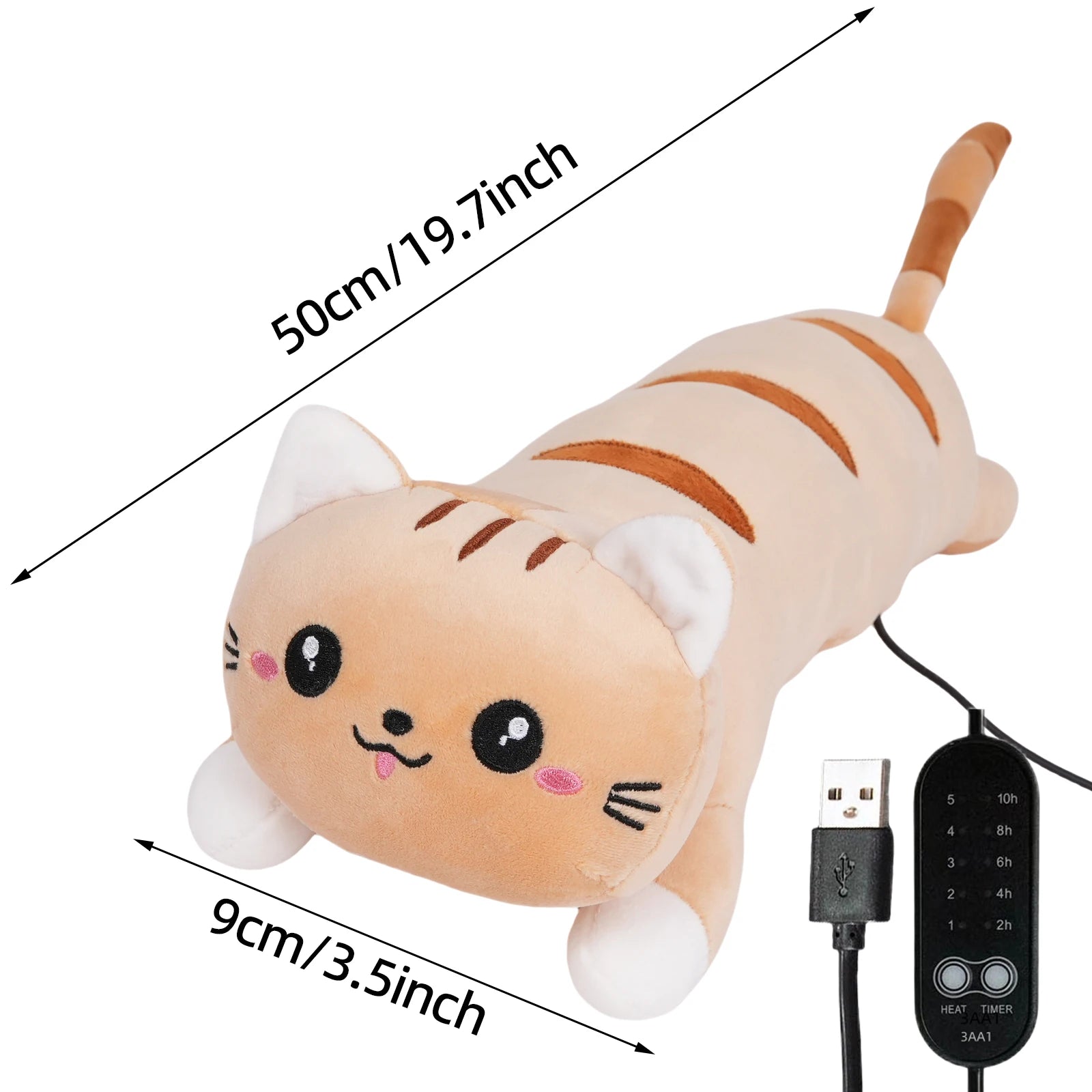 Cat Heating Pad for Period Cramps Cute Soft Plush Stuffed Animal Design, Portable USB Powered Electric Heat Pad Gifts for Women