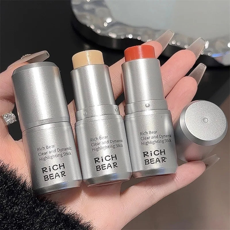 1Pc Highlighter Stick Iilluminator Makeup Shimmer Brightening Face Contour Natural Water Light Orange Blush Stick Makeup Woman