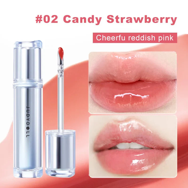 Judydoll Watery Lip Gloss-Hydrating Lip Essence Glossy Mirror Lip Gloss, Non-Stick Cup, Suitable for Self-Use, Gifting, Beginners
