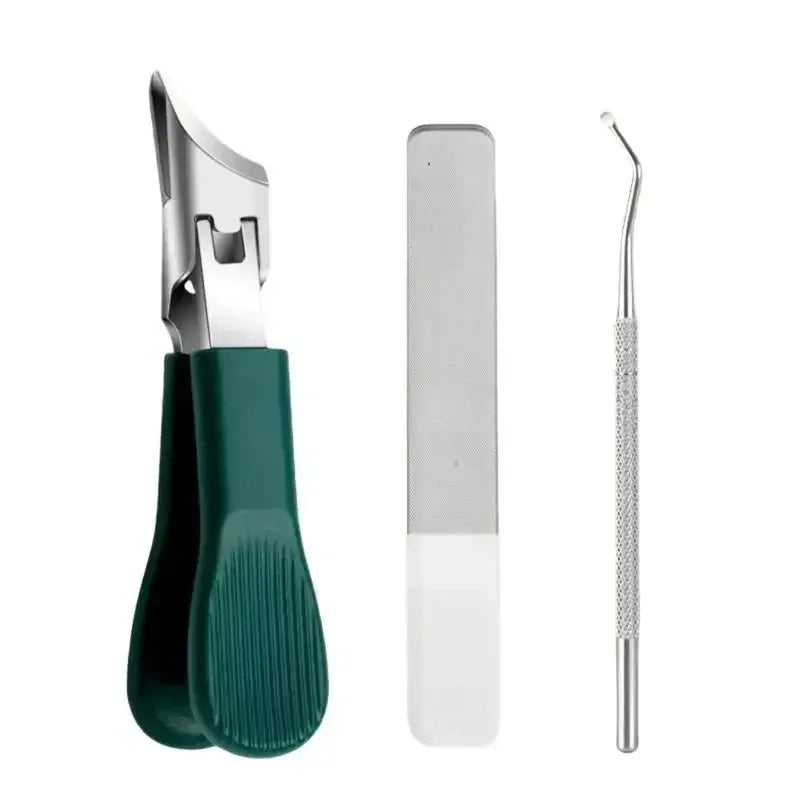 Effortless Thick Nail Cutting! Green Eagle 3-Piece Beak Clipper Set, Ingrown Relief, Durable Stainless Steel Pedicure Tools