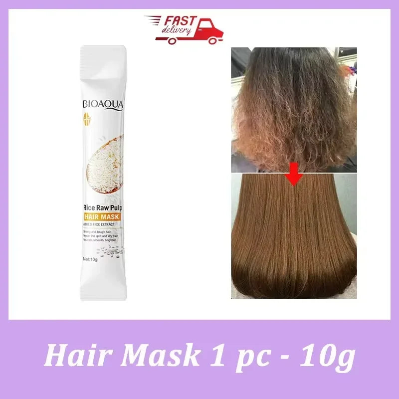 Rice Magical Keratin Hair Mask 5 Seconds Repair Damaged Frizzy Hairs Soft Smooth Shiny Moisturizing Nourish Hair Root Care
