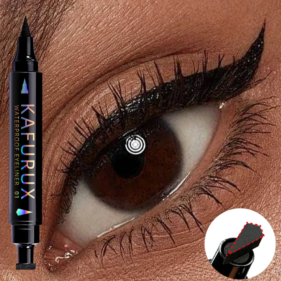 3 Color 2 IN 1 Seal Stamp Eyeliner Pen Waterproof Black Purple Blue Liquid Eye Liner Pencil Eyes Korean Makeup Gifts Cosmetic