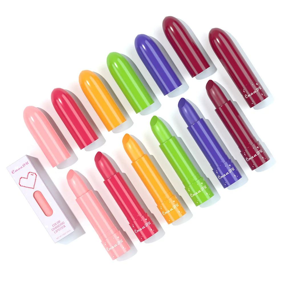 6-Color Fruity Scent Color-Changing Lipstick, Moisturizing and Hydrating, Long-Lasting Lip Balm with Smooth and Soft Texture