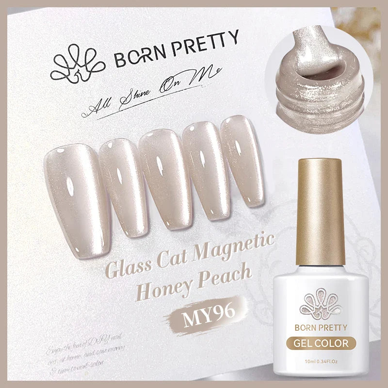 BORN PRETTY 10ml Black Glass Cat Magnetic Gel Nail Polish Punk Style Nail Art Manicure Varnis Semi Permanent Gel for Winter Nail