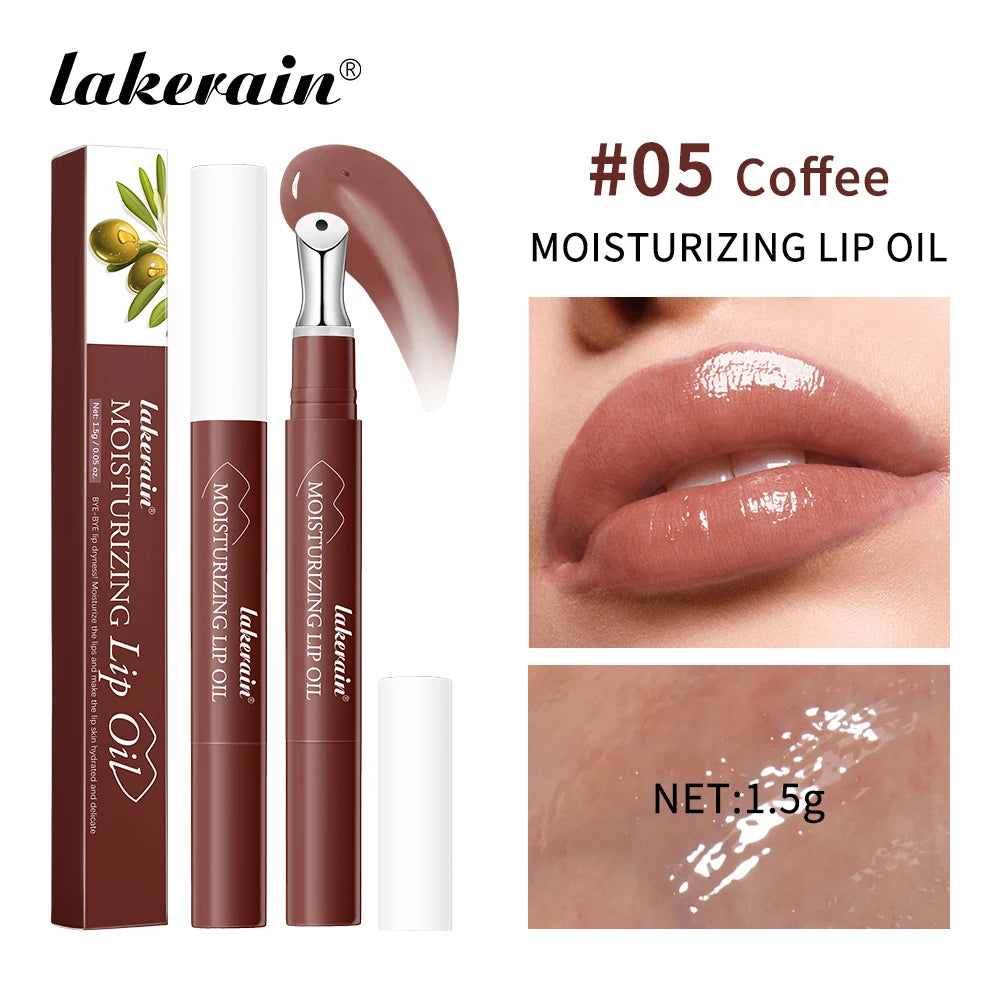 Lakerain Crystal Moisturizing Lip Oil Set of 6 Colors Pen Tip Design Long Lasting Tender Lip Balm Anti Dry Cracked Lip Makeup