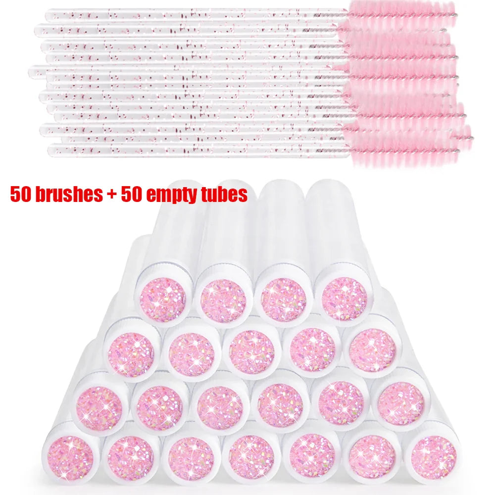 100Pcs Disposable Eyelash Brushes Reusable Eyelashes Brush Tube Mascara Wands Tubes Dust-proof Lash Spoolies Storage Makeup Tool