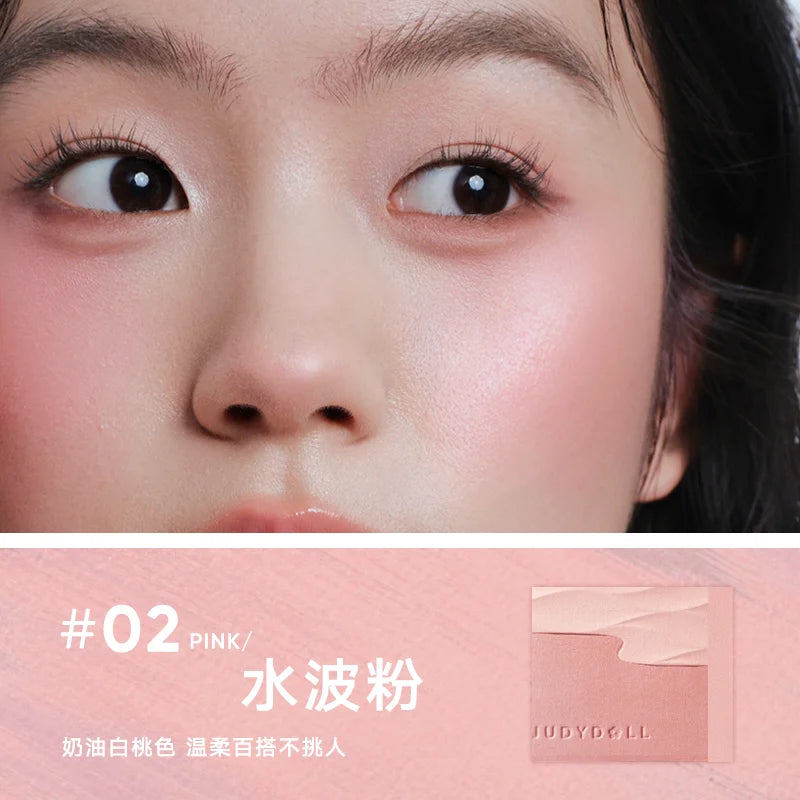 Judydoll Gradient Blush Matte Powder Wave Light Shimmer Rouge Longlasting Natural Brightening Cheek Tint Contour Makeup 5g