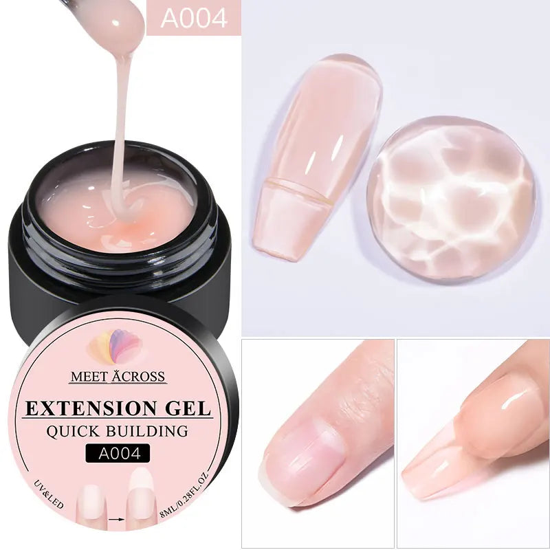 MEET ACROSS 8ML Quick Extension Nail Gel Vernis Nude Milk White Gel Nail Polish UV Semi Permanent Nails Art For Manicure Tools
