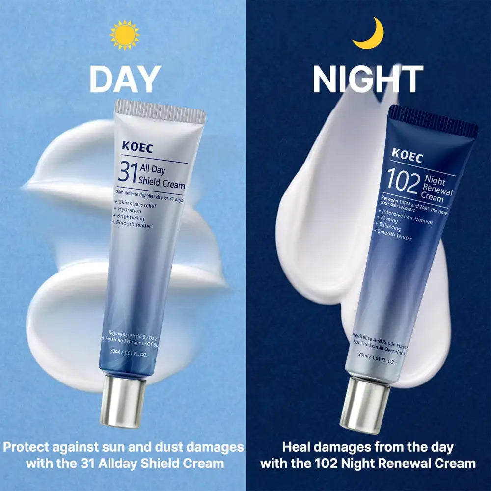 30ml*2 KOEC Niacinamide Day+Night Facial Cream Daytime Soothing Hydrating Brightening Night Nourishing Firming Skin Elasticity