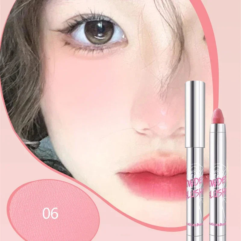 6 Colors Sweet Blush Stick Multi-use Eyes Cheeks Cream Eyeshadow Stick Long-lasting Waterproof Rouge Blusher Pencil Girls Makeup