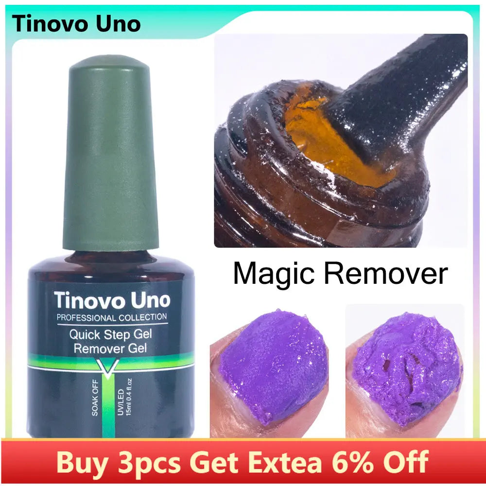 Tinovo Uno 15ML Magic Remover Professional Quick Step Nail Gel Polish Remover Burst Semi Permanent Soak Off Degreasr Cream