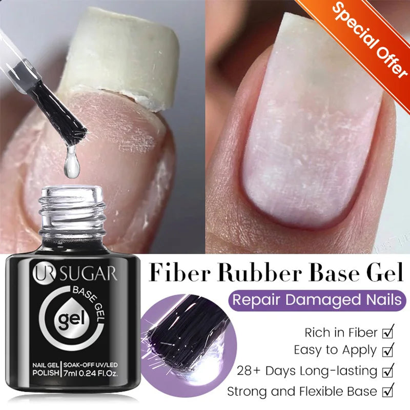 UR SUGAR 7ml Nude Crystal Rubber Base Gel Natural Color Semi Permanent Soak off UV LED Gel Nail Art Varnish