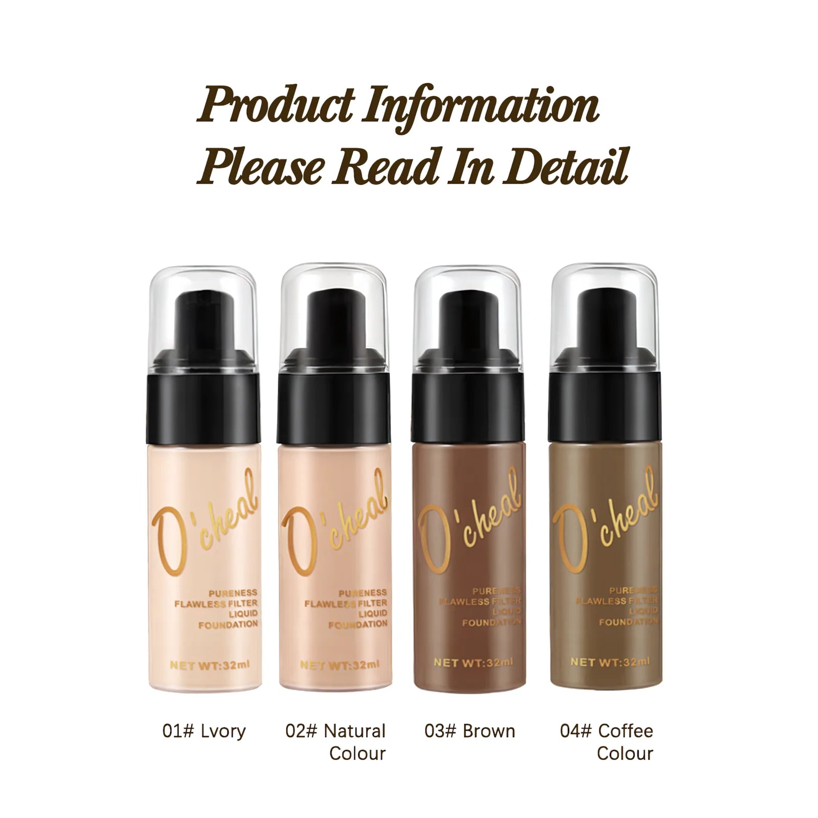 O'cheal Liquid Foundation Cream Oil-Control Matte BB Cream Concealer High Coverage Brighten Skin Waterproof  Facial Cosmetics
