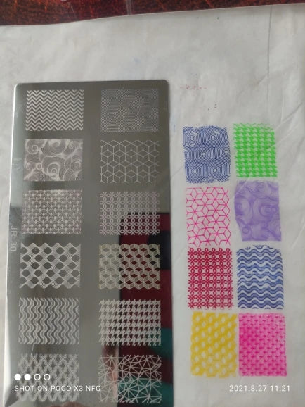 1Pc Nail Art Stamp Plate Geometric Line DIY Stamping Image Plate 6*12CM Nail Stamping Plate Stainless Steel Plate Stencil JR-030