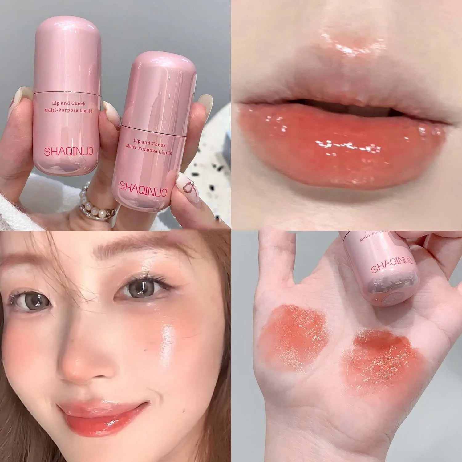 Lasting Waterproof Moisturizing Plump Lip Gloss Mirror Effect Lip Color Water Gloss Ice Clear Peach Pink Lip Glaze Korean Makeup