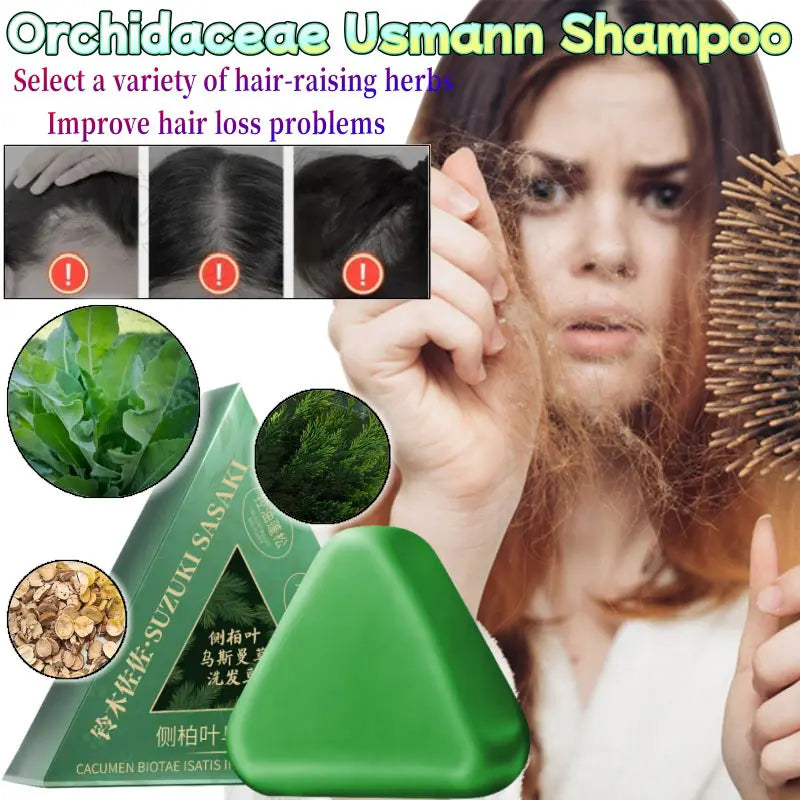 Natural Herbal Shampoo Soap Usman Grass Handmade Soap Hair Nourishing, Oil Control, Refreshing, Fluffy and Soothing Hair Care