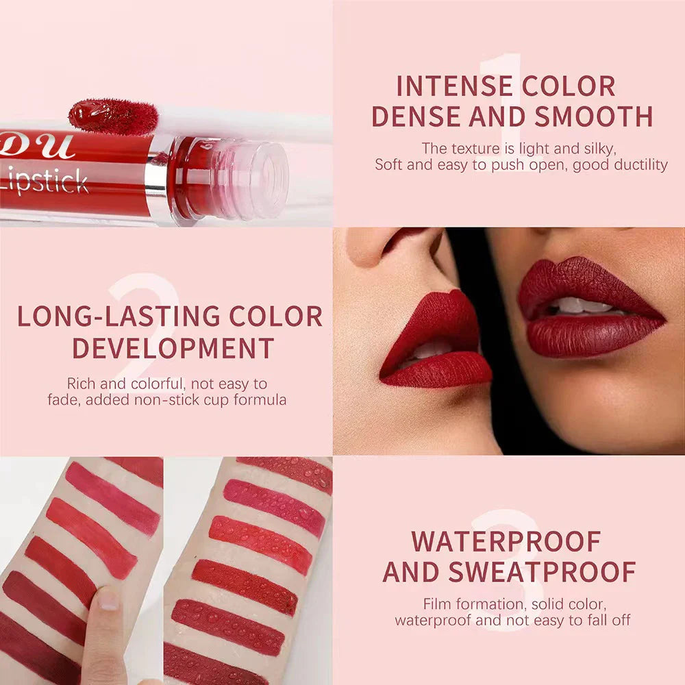 3-PCS Matte Lipstick Set – Long-Lasting, Non-Fading, Waterproof, Exquisite Gift for Daily & Holiday Use, Universal Shades