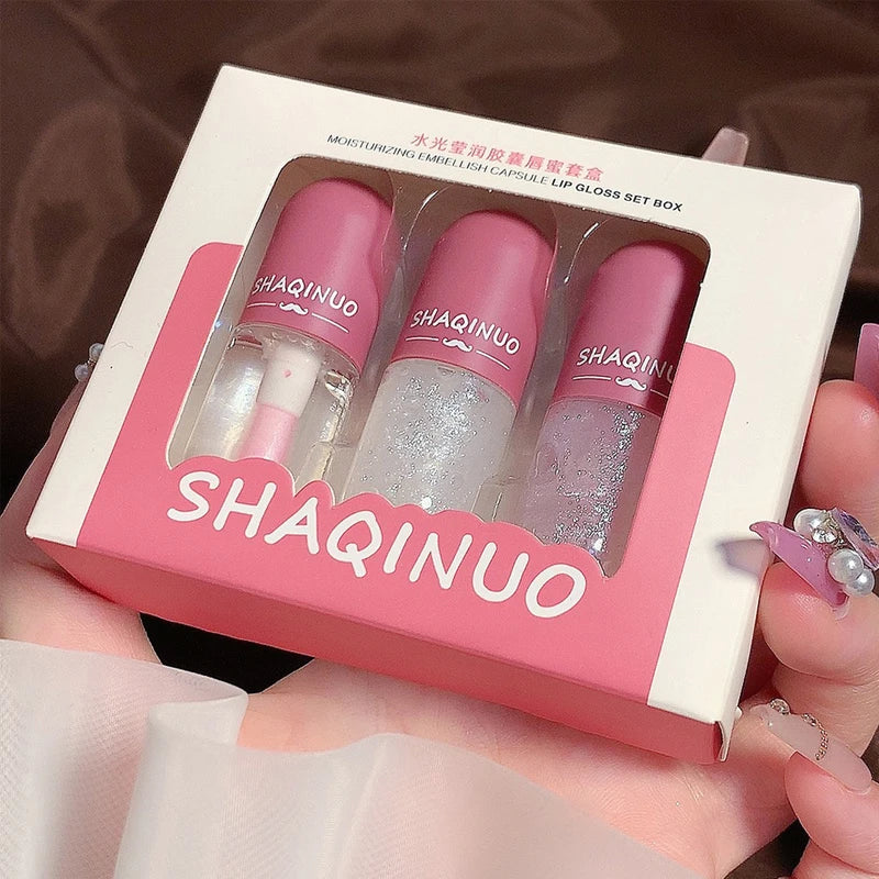Shuiguang capsule lip honey kit moisturizes and moisturizes the mirror surface sparkling colorless transparent glass lip oil