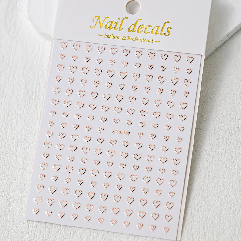 6Colors Laser Star Nail Stickers 3D Metallic Mirror Golden Silvery Irregular Star Manicure Decals Y2K Gender-Neutral Nails Decor