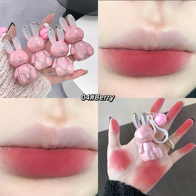 Gege Bear Pink Rabbit Velvet Matte Lip Cream Black Rabbit Water light lip glaze matte mirror pendant lipstick lip gloss