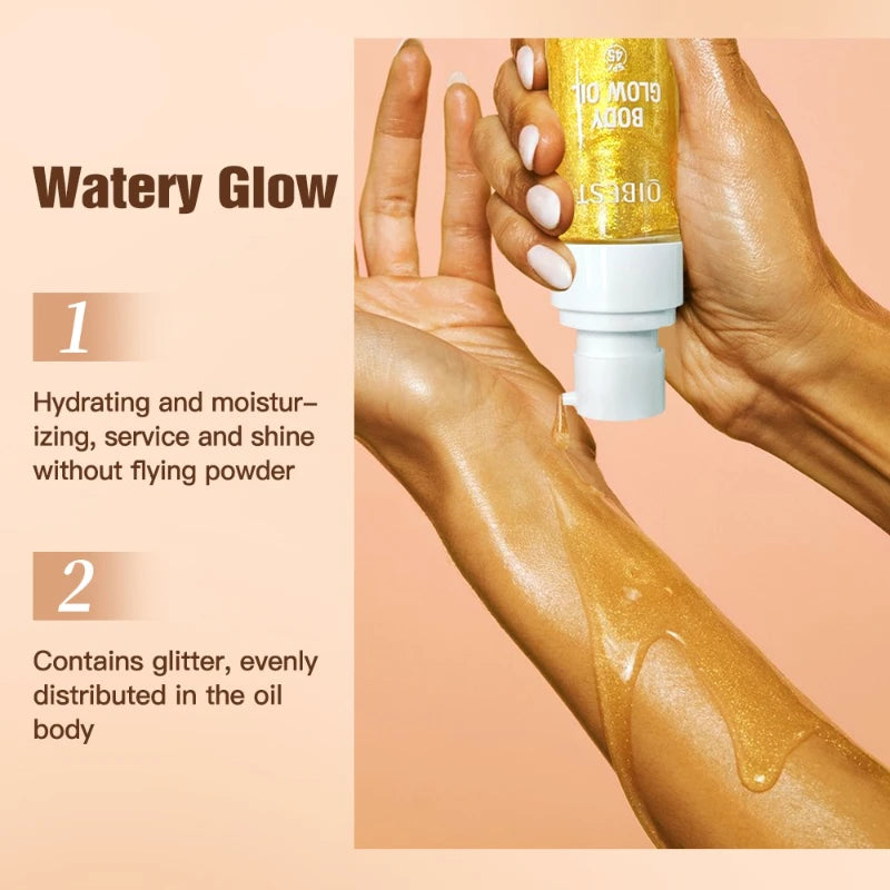 60ML Body High-gloss Oil Gold Bronzers Facial and Full-body Highlight Liquid Brightening Shimmering Moisturizing High-gloss Oil