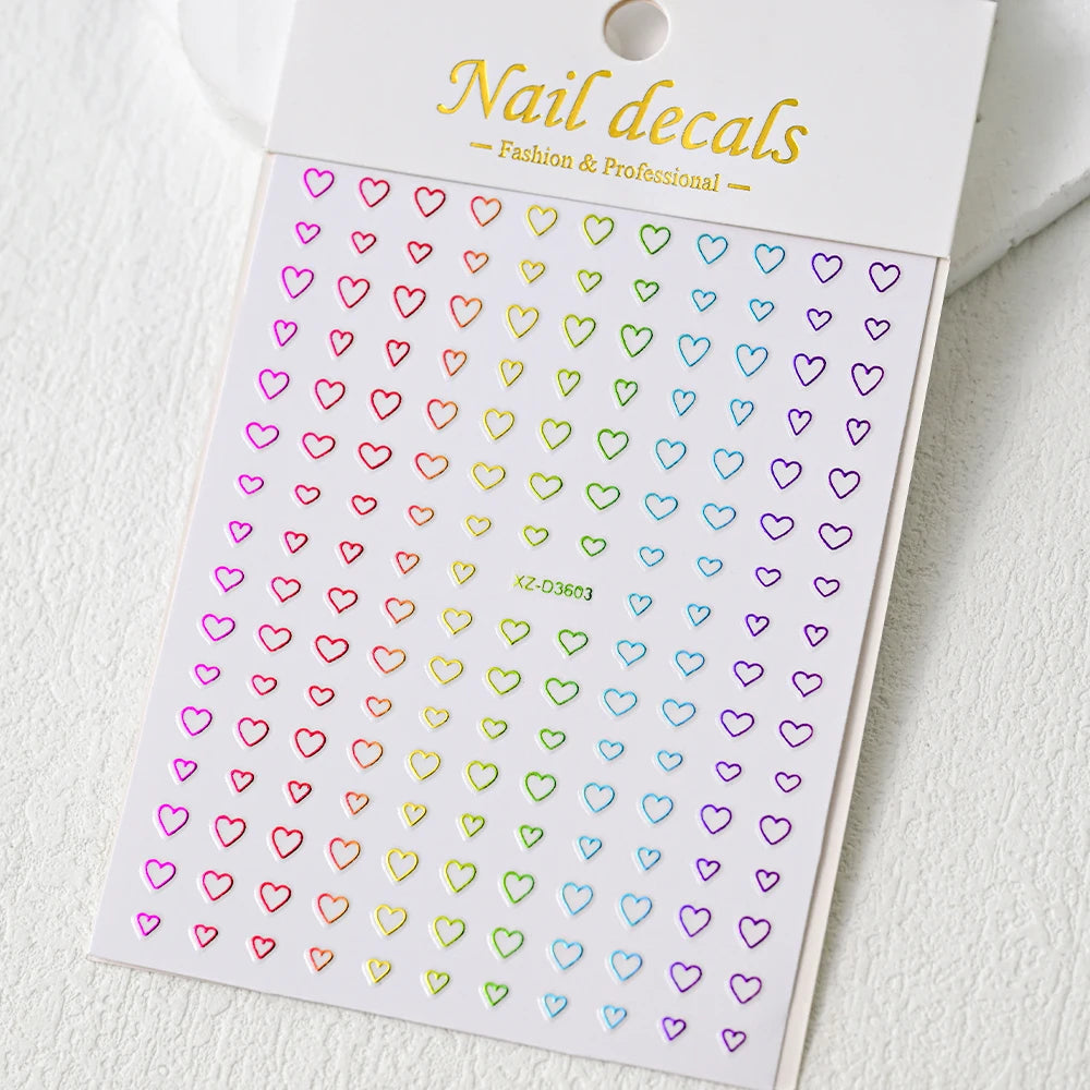 6Colors Laser Star Nail Stickers 3D Metallic Mirror Golden Silvery Irregular Star Manicure Decals Y2K Gender-Neutral Nails Decor