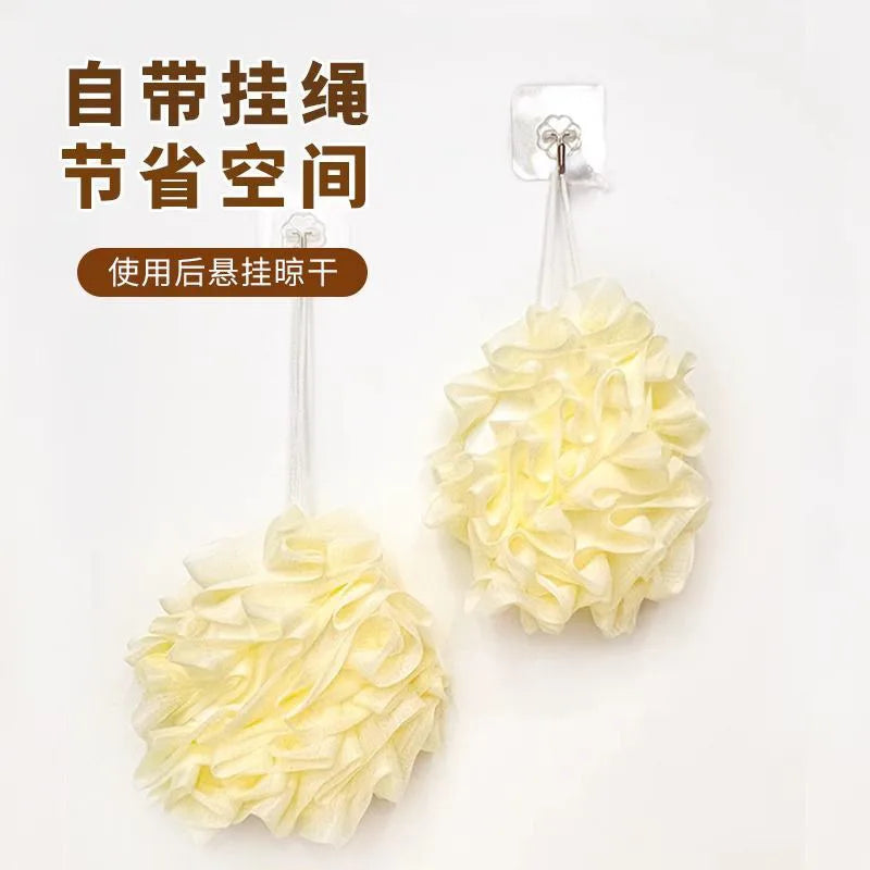 2-In-1 Bath Ball Towel Loofah With Drawstring Closure For Soap Soft Exfoliating Mesh Shower Sponge Skin Care Bathing Tool