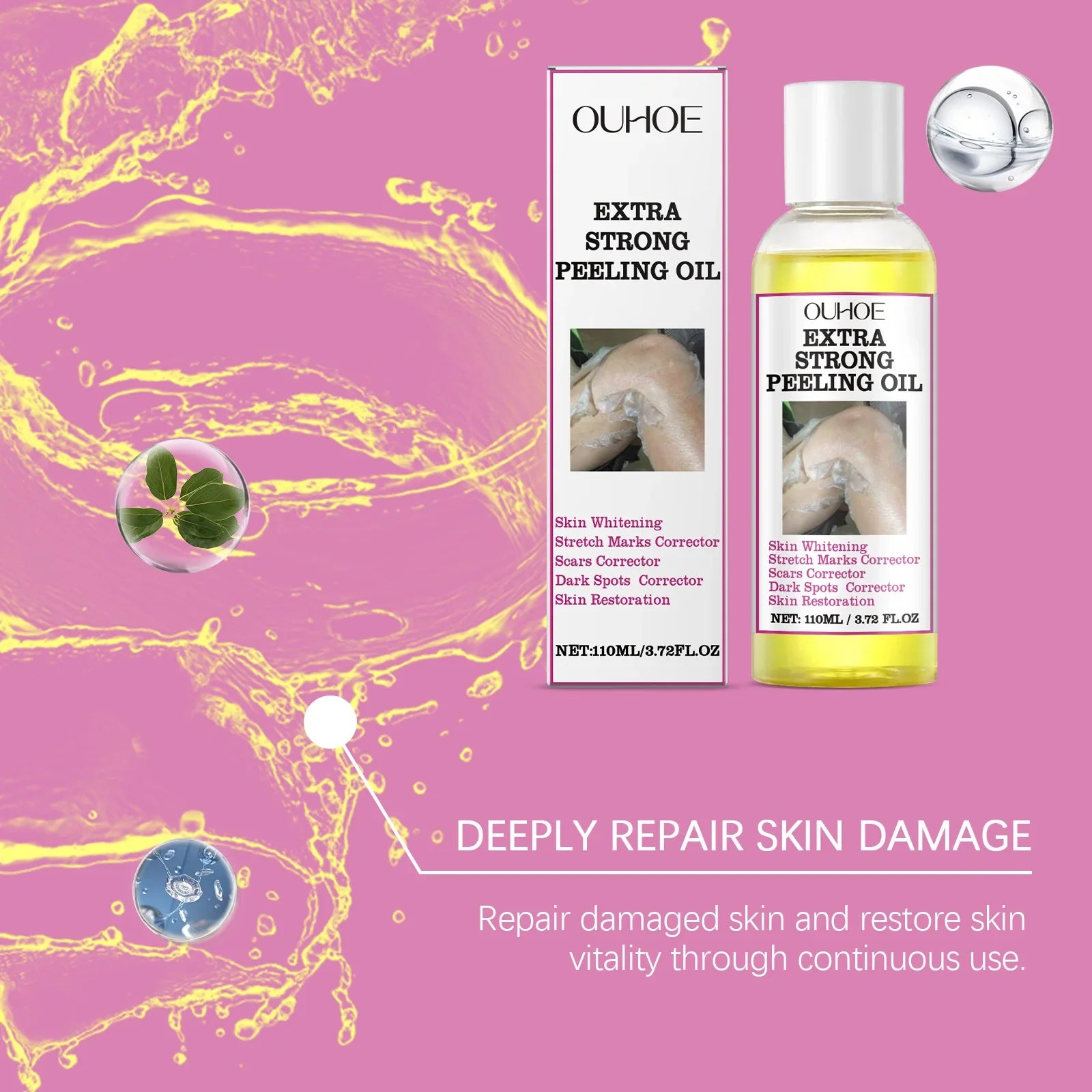 30/110ml Skin Peeling Oil Super Strength Body Peeling Oil Brightening Skin Tone Moisturizing Skin Care Exfoliating Yellow Oil