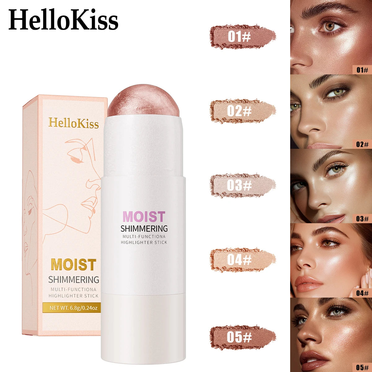 5 Colors 3D Face Brighten Highlighter Bar Cosmetic Face Contour Bronzer Shimmer Highlighter Stick Concealer Cream Makeup tool