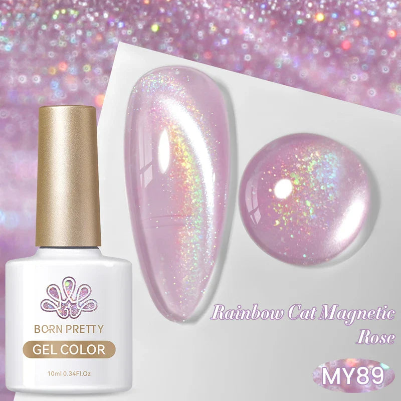 BORN PRETTY 10ml Black Glass Cat Magnetic Gel Nail Polish Punk Style Nail Art Manicure Varnis Semi Permanent Gel for Winter Nail