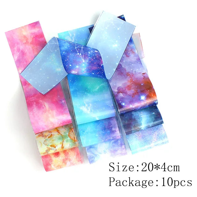 10pcs Holographic Nail Foil Slider Mix Flower Designs Set Transfer Nails Stickers Floral Prints Manicure Decal Art Decoration