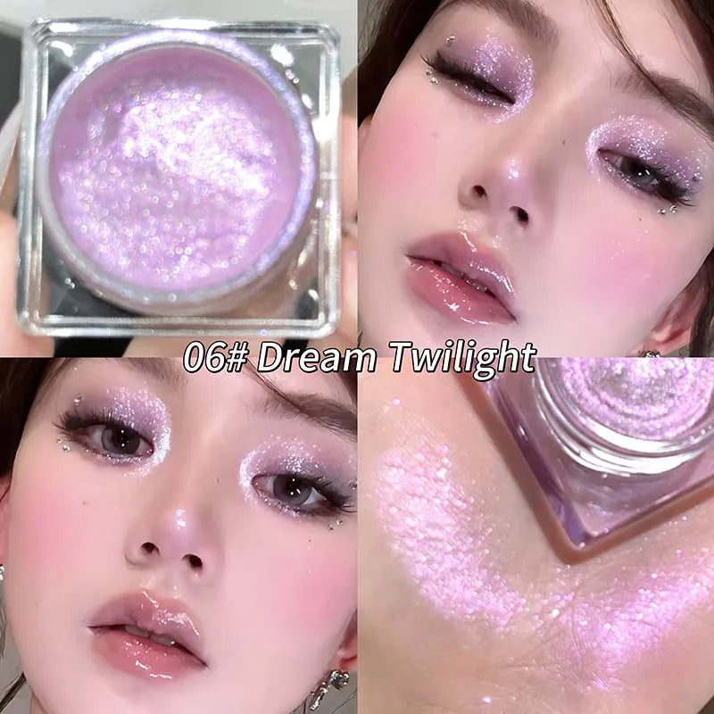 Waterproof Diamond Highlighting Liquid Pink Pearlescent Eyeshadow Gel Pink Purple Lying Silkworm Highlighter Liquid Gel Make Up