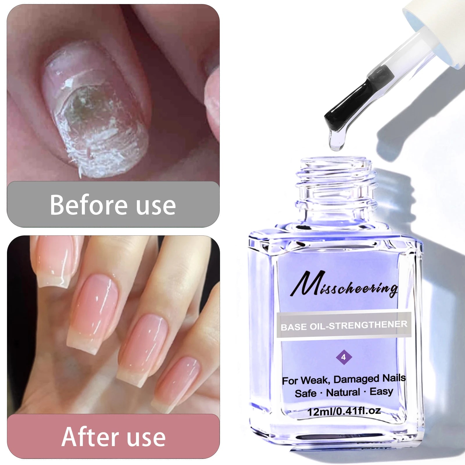 12ml Base Oil Strengthener Restore Hardener Clear Nail Polish Base Coat Fast Dry Strong Repair Nail Art Treatment