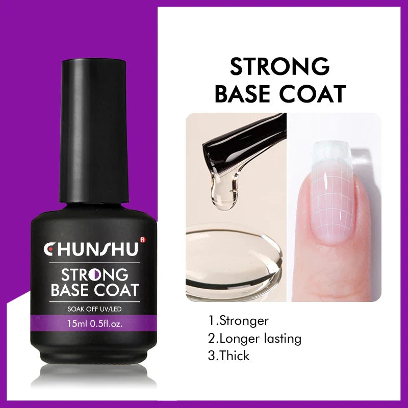 CHUNSHU 15ML Strong Base Coat For Manicure Hybrid Nail Art Long Lasting Transparent Base Gel Semi Permanent Reinforcement