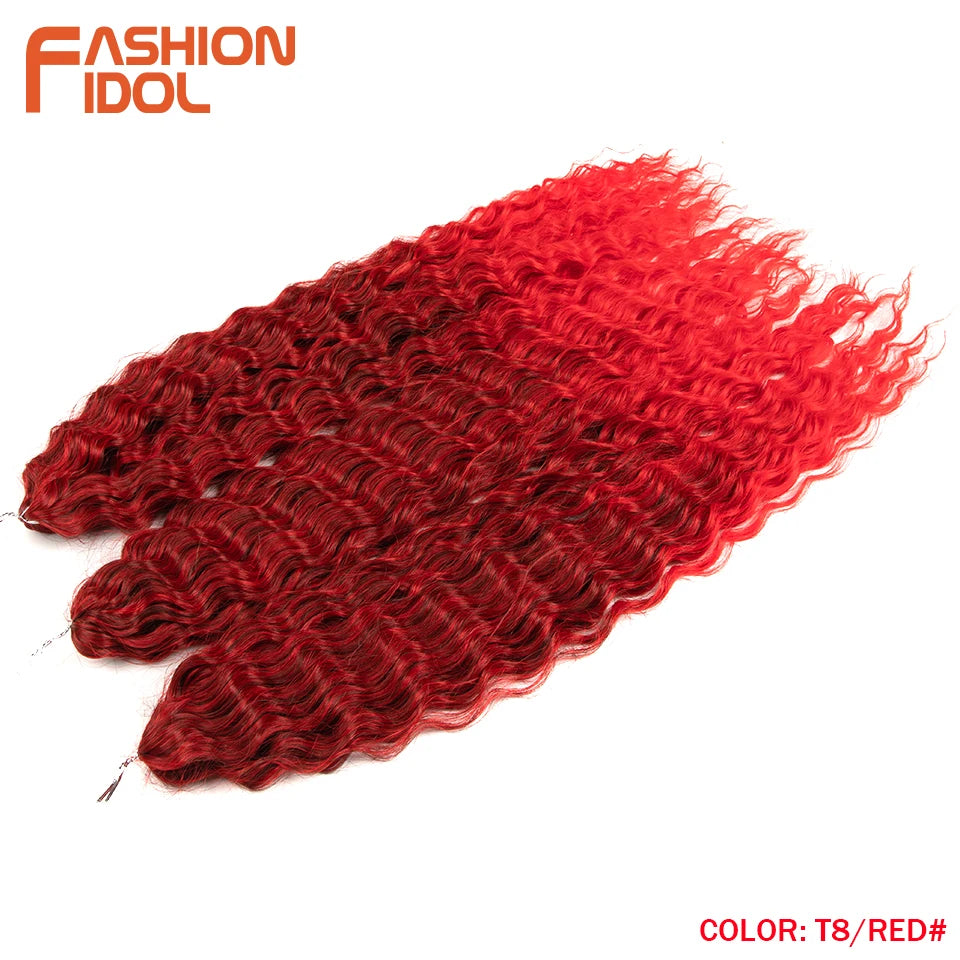 FASHION IDOL Ariel Twist Crochet Hair Synthetic 22 Inch 300g 3 Bundles Water Wave Hair Extensions Ombre Blonde Braid Curly Hair