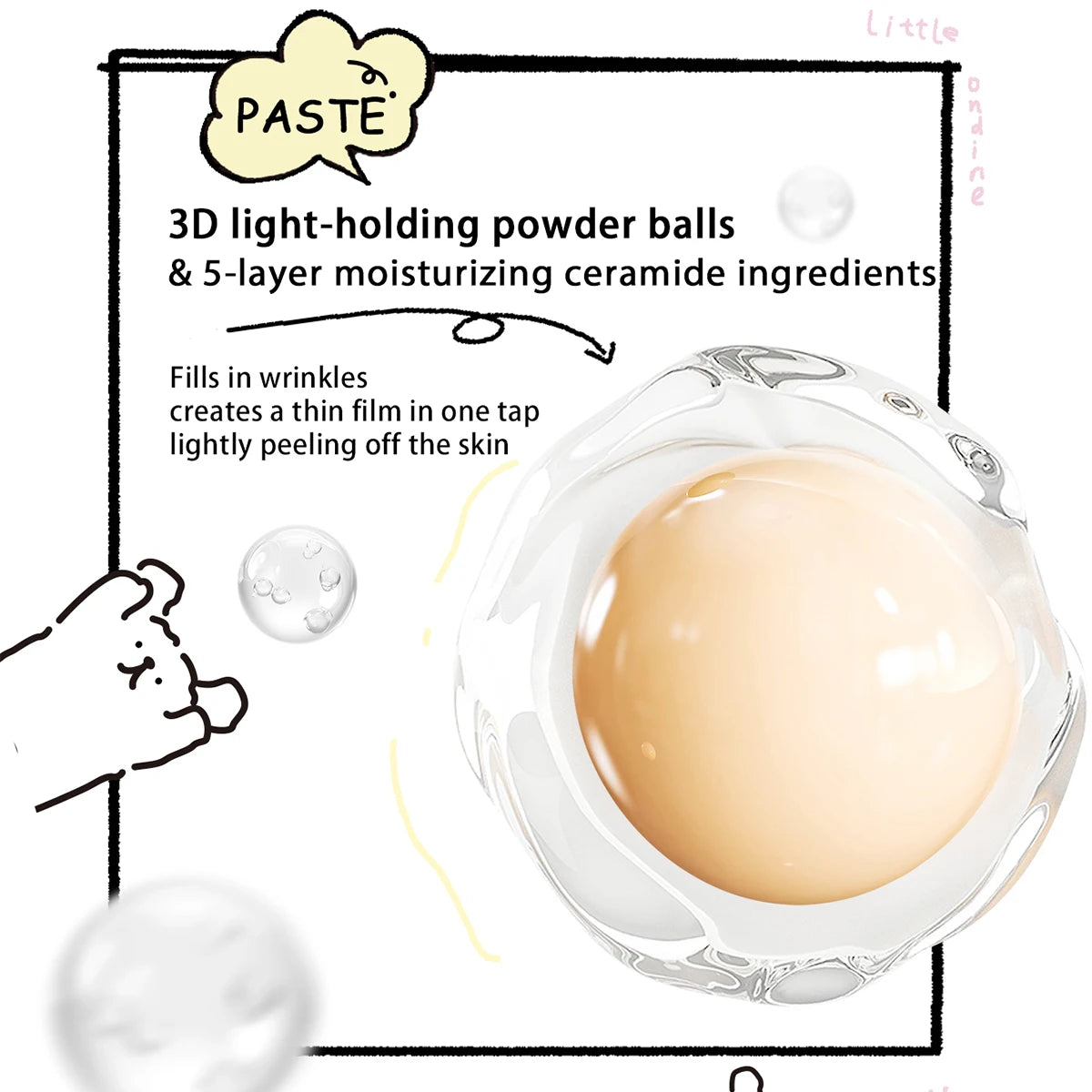 Little ONDINE Duo-Color Highlighter 01,Fine Shimmer Texture,Smooth&Minimal Fallout,Natural Dewy Glow,Face Brightening&Sculpting