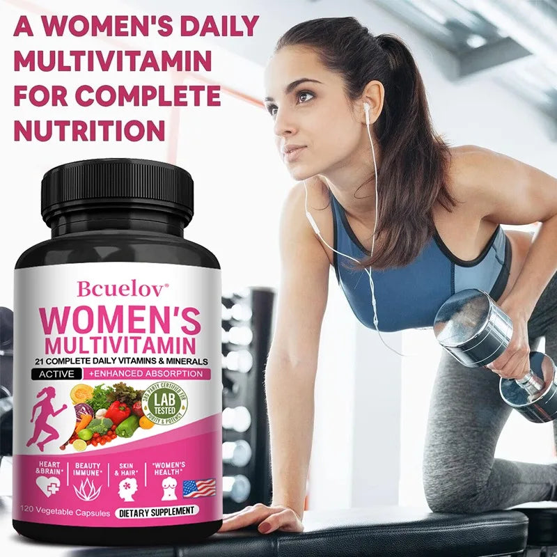 Women's Complete Vitamin Supplement for Joint Complex, Hair, Skin, Nails, Brain, Heart, Immune & Overall Health, 120 Capsules