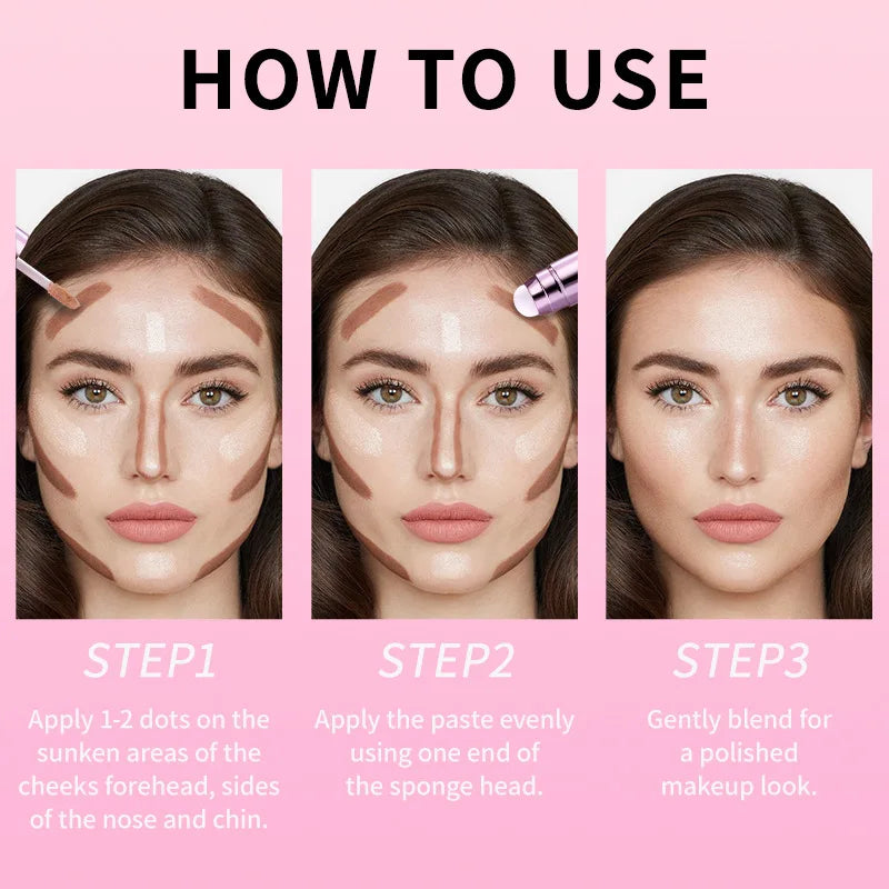 Double-head Matte Contour and Highlighter Liquid, Side Profile Illuminating and Contouring Liquid