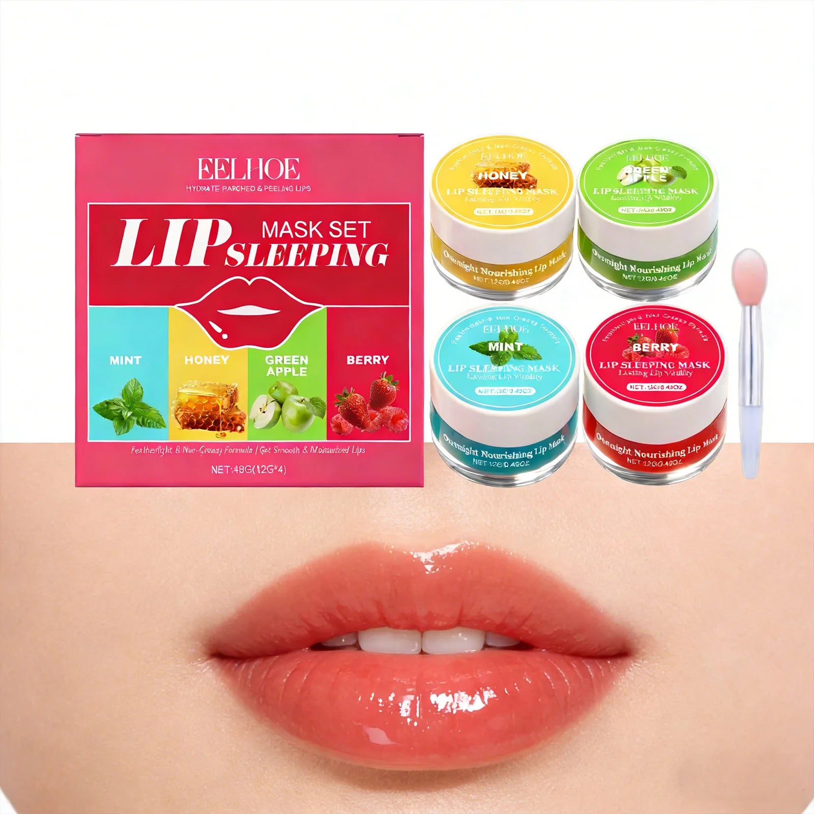 Four-Flavor Repair Sleep Lip Mask Effectively Removing Dead Skin Relieving Dry Lip Improving Rough Texture Moisturizing Lip Mask