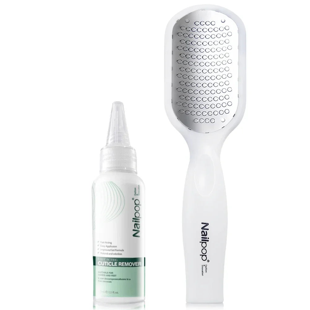 NAILPOP Foot Care Callus Softener Combo Callus Remover Gel & Foot File Set For Dry Rough Cracked Heel - Feet Exfoliator Scrubber