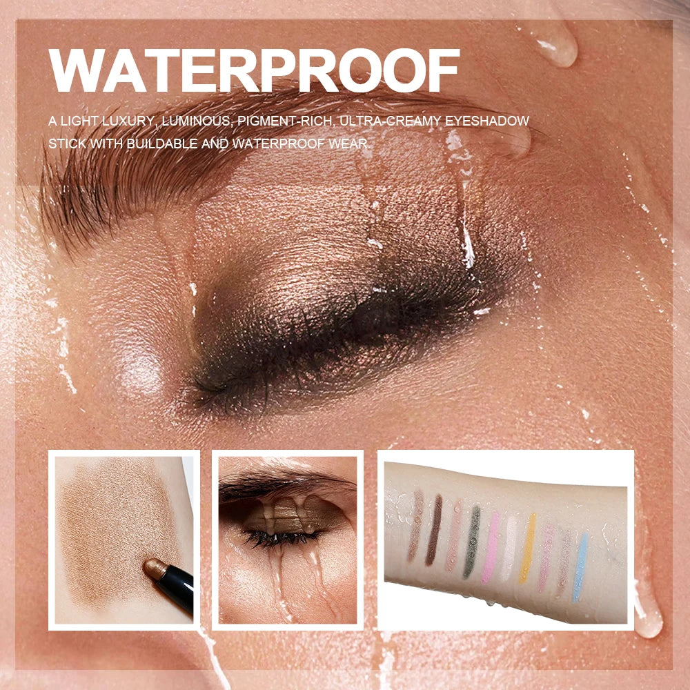 12 Colors Eyeshadow Pencil Stick Shimmer And Matte Waterproof Metallic Glitter Eye Shadow Highlighter Pencil Eyeshadow Cosmetics