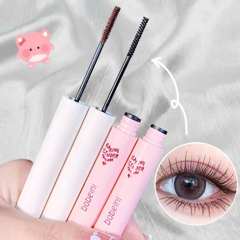 Ultra-Fine Brush Mascara Makeup Silk Fiber Lengthens Eyelashes Waterproof Fast Dry Matte Brown Black Curling Mascara Comestics