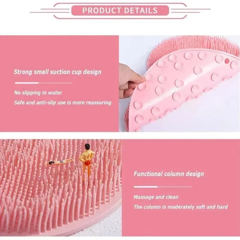 Body Shower Foot Scrubber Brush Wash The Body Cleanser Silicone Sponge Bath Massage Mat Back Brush Wall Mounted with Suction Cup