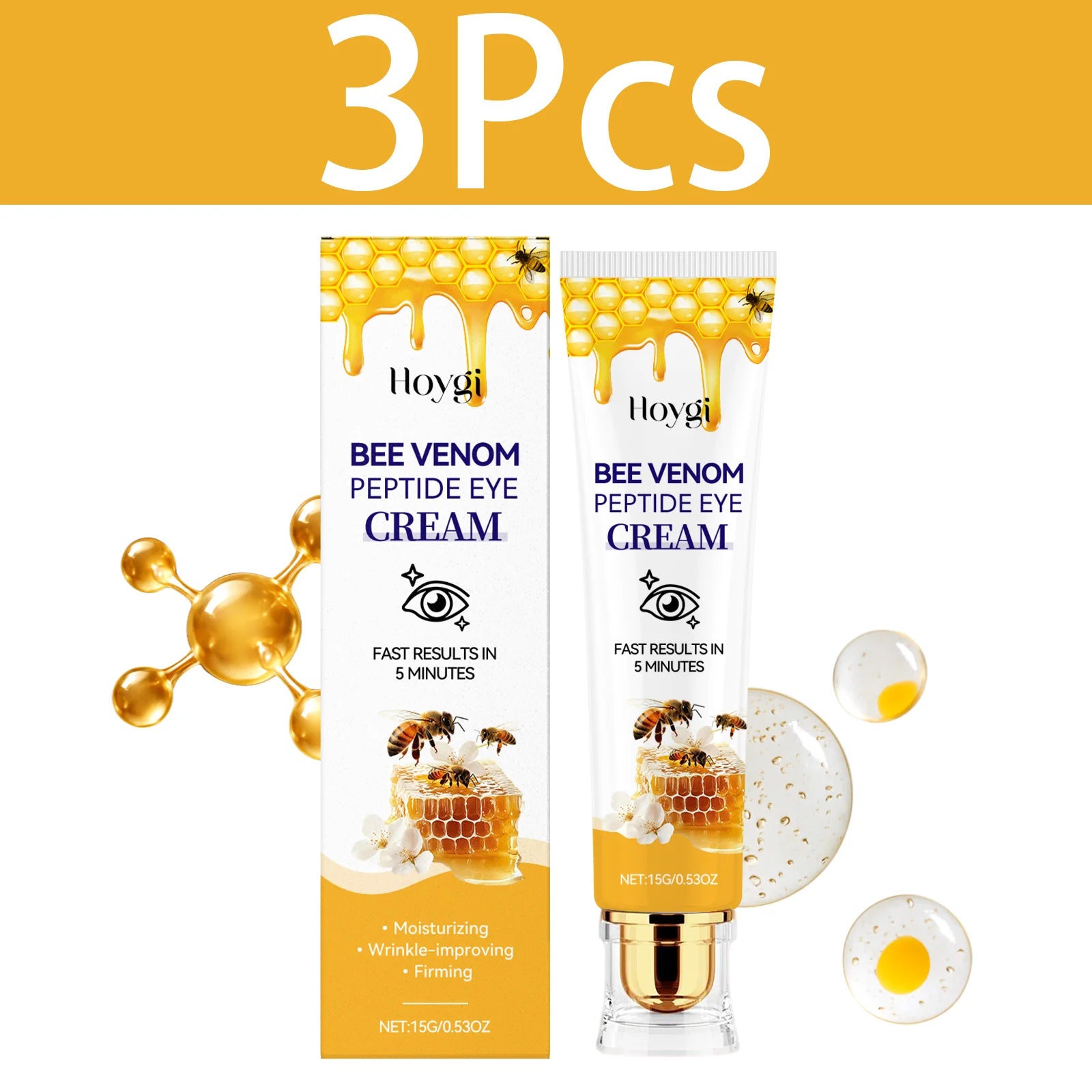 HOYGI Bee Venom Anti Dark Circle Eye Serum Firming Skin Remove Eye Bag Fade Fine Line Wrinkle Whitening Brighten Eye Care Cream