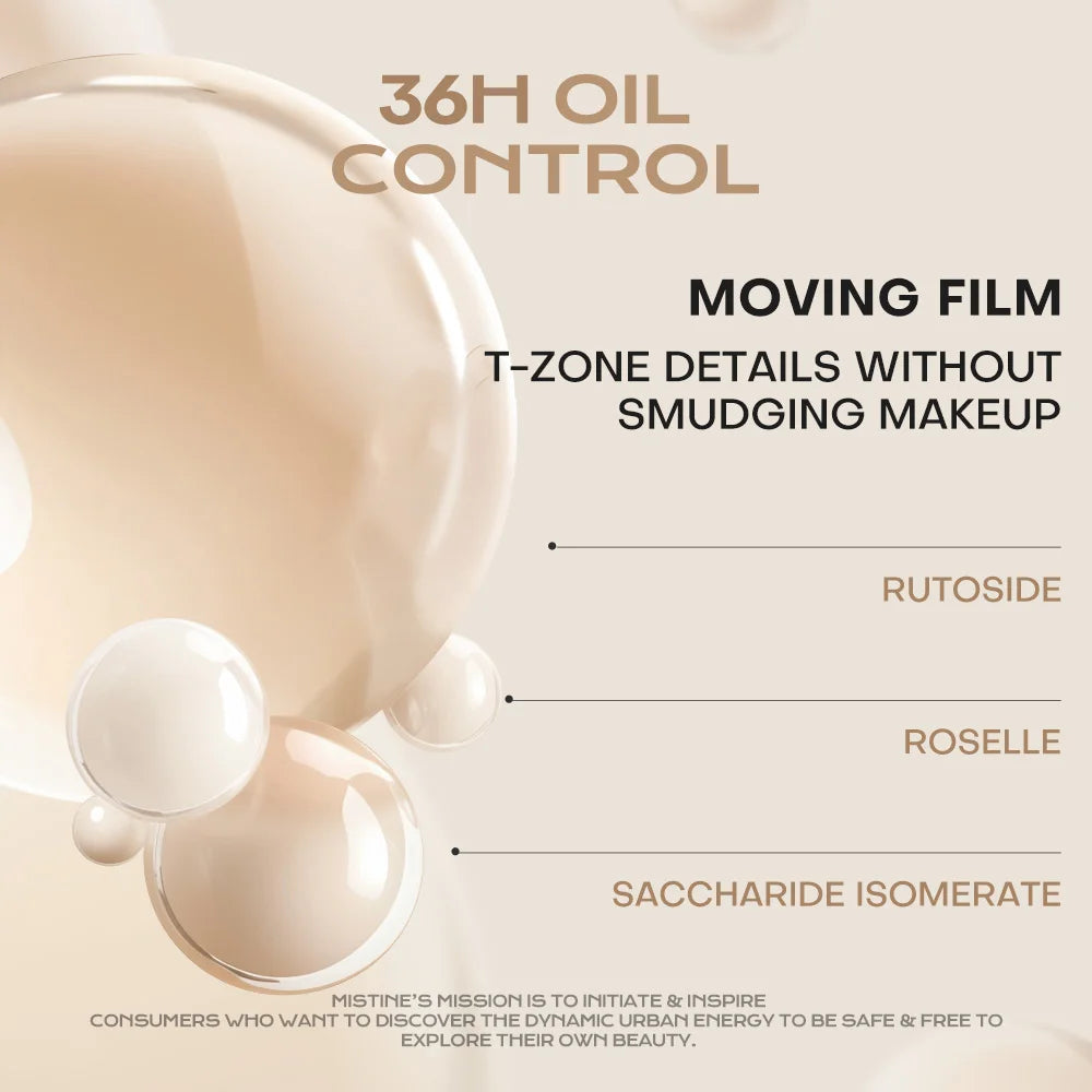 Mistine Foundation Full Coverage Makeup for 36H Longwear Waterproof Lightweight Liquid Foundation for Combination Skin