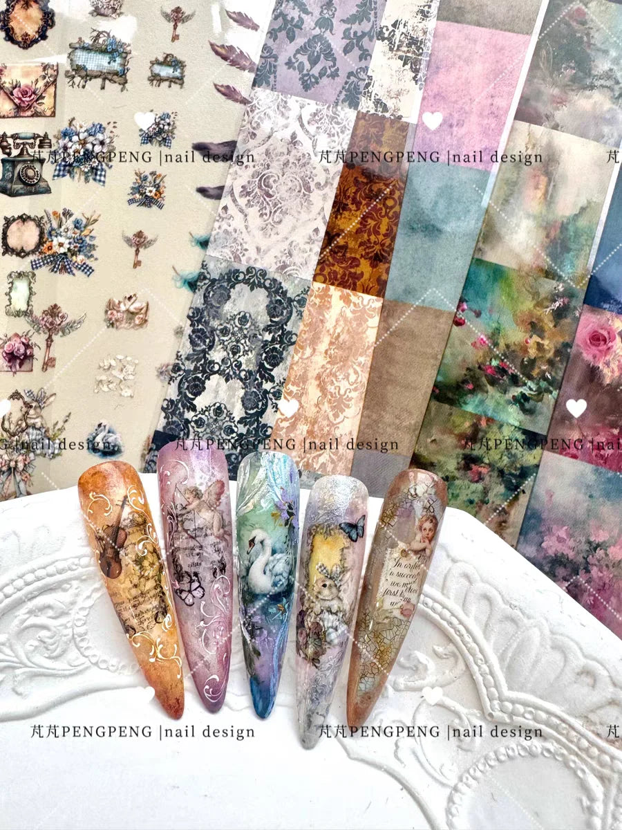 10Rolls Flower  Nail Foils Transfer Paper  Nail Art Stickers  Manicure Set Decal  Nails Decoration
