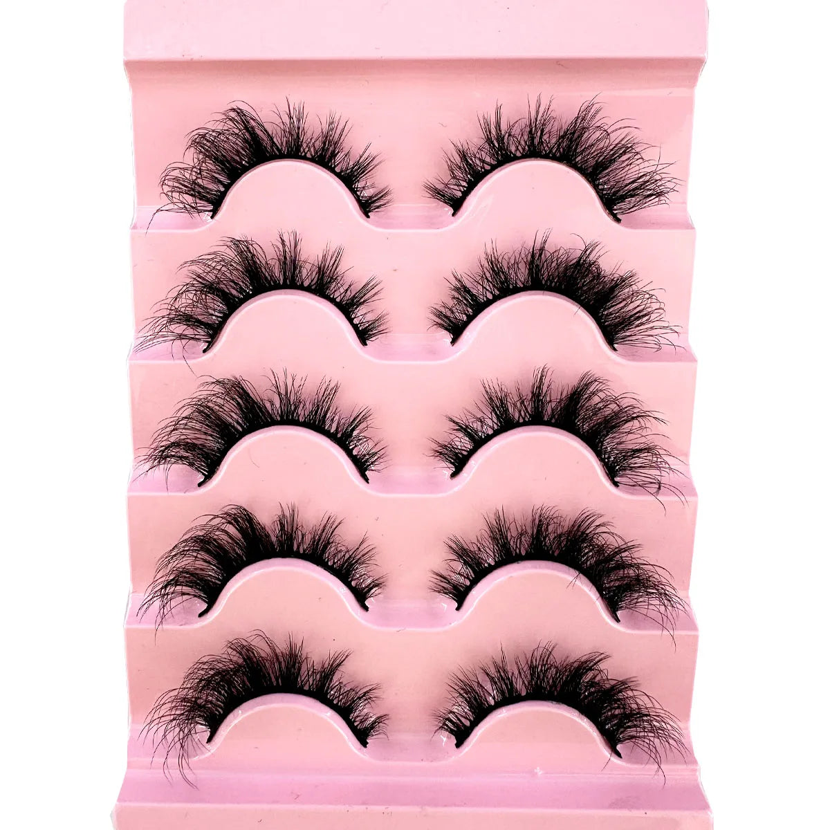 New Cat Eye Lashes 5D Fluffy Faux Mink Lashes 8D Volume Wispy Long Lashes Fake Eyelash Russian Strips 5 Pairs Pack Makeup